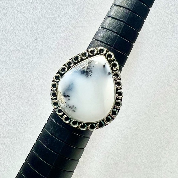 Dendritic Opal 925 Gemstone Ring size 7 - Picture 3 of 5